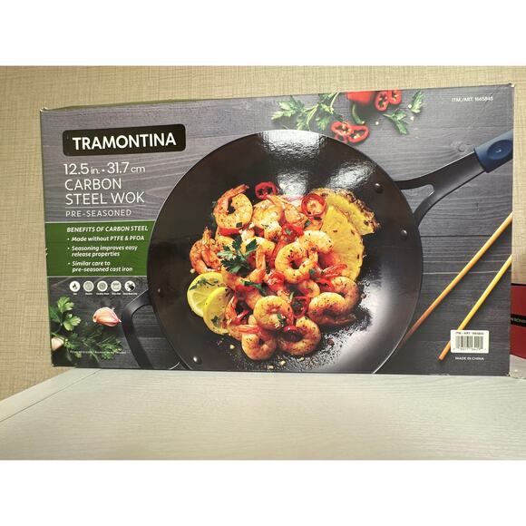 Tramontina Other - Tramontina 12.5” Carbon Steel Pre-Seasoned Wok 12.5 in 31.7 cm